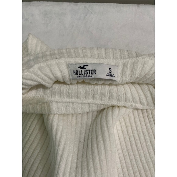 Hollister White Turtleneck Cropped Sweater Long Sleeve Casual Cozy Knit Top - Picture 6 of 7